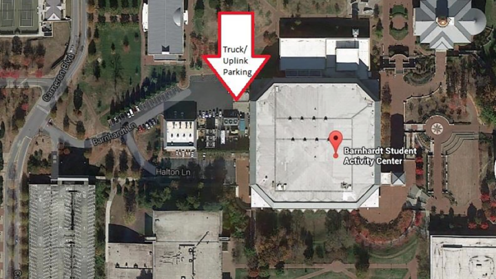 Truck / Uplink Parking Near Barnhardt Student Activity Center
